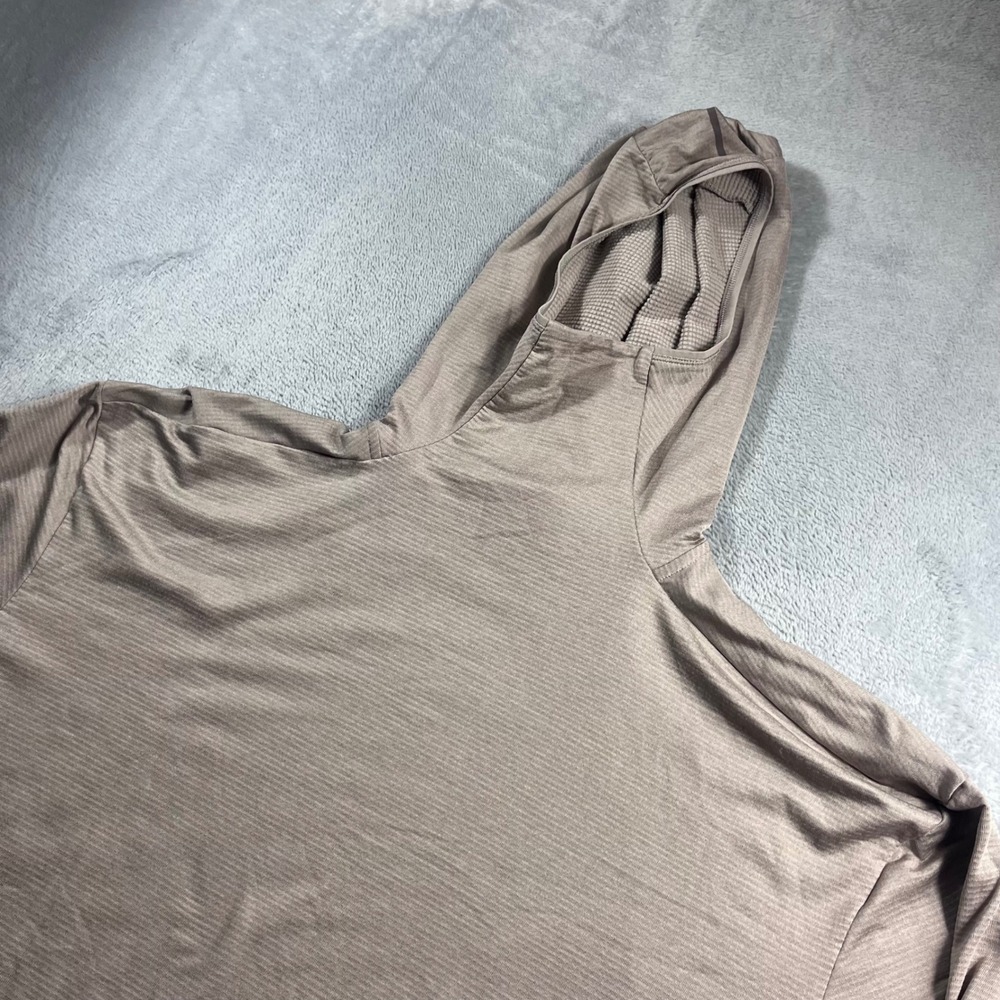REI Co-op Mens Swiftland Thermal Running Hoodie 2XL Brown Grid Fleece Pullover